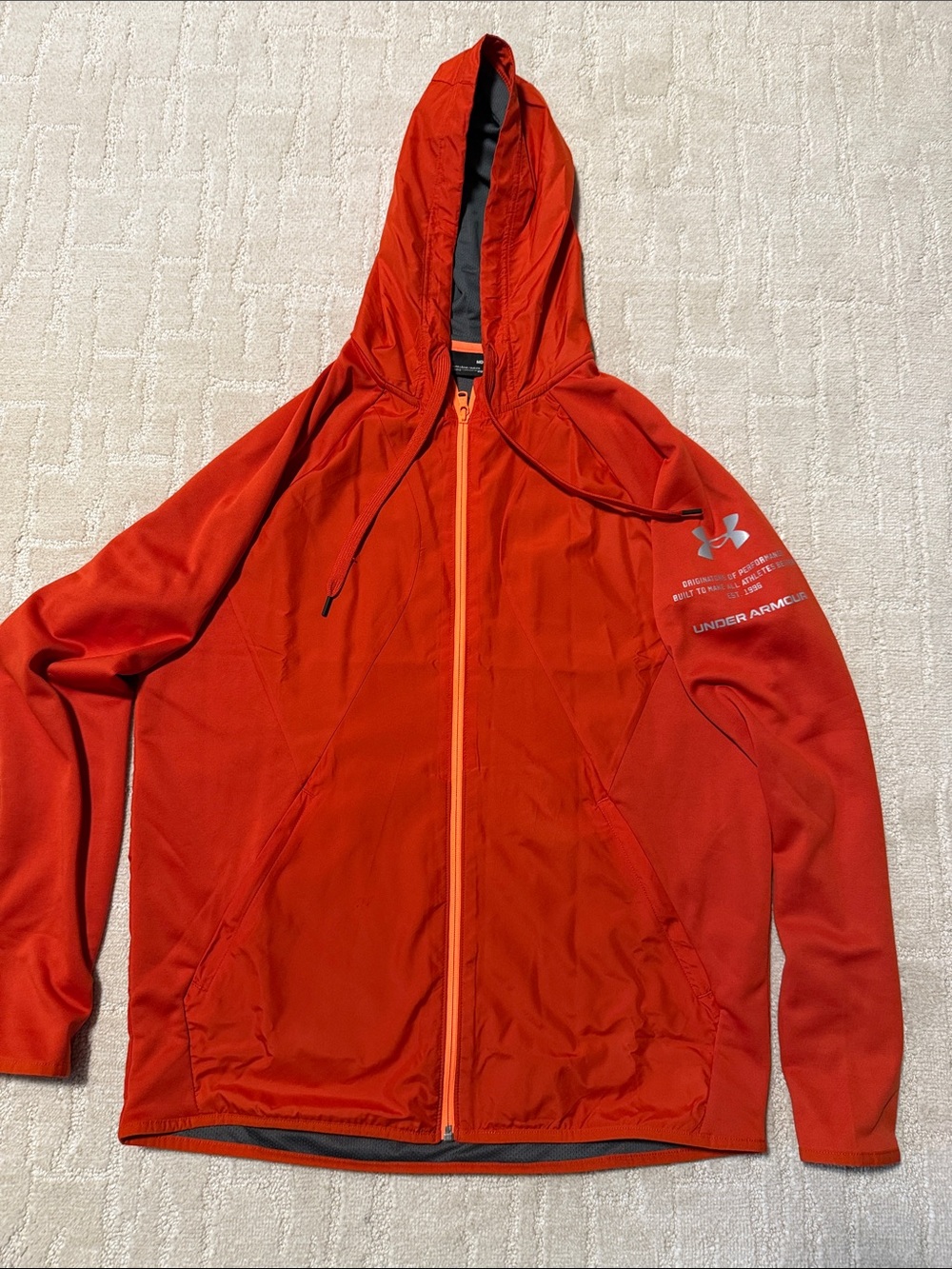 Under Armour Men’s Bright Orange Hooded Performance Jacket